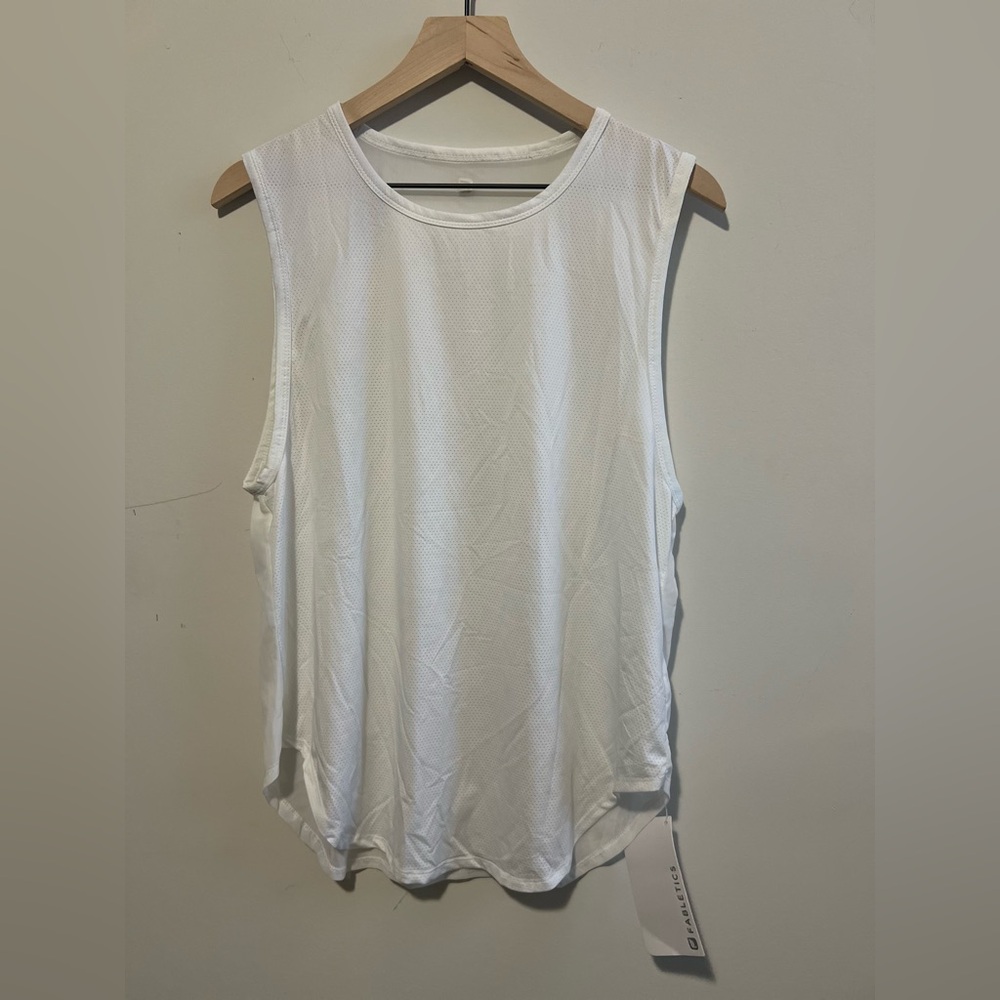 Fabletics White Muscle Tee NWT size large